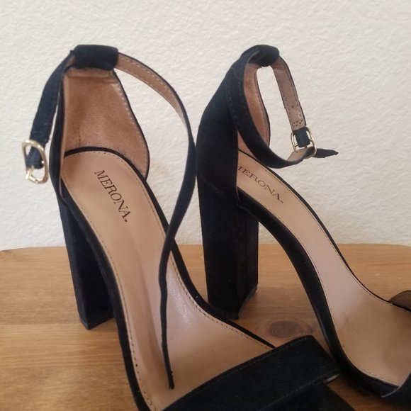 *Brand new* black suede block heel strappy sandals (sz 6.5) - Picture 7 of 7